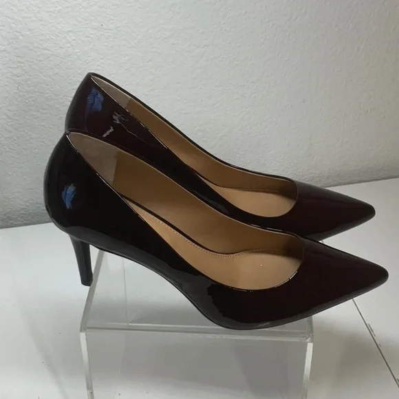Calvin Klein Gayle Patent Leather Stiletto Heels Oxblood Red Size 9 - Picture 3 of 6